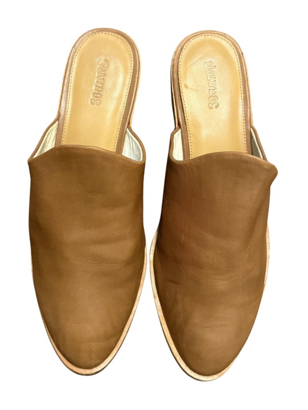 ANTHROPOLOGIE x SOLUDOS Leather Venetian Mules Cognac Brown Tan - Picture 4 of 7